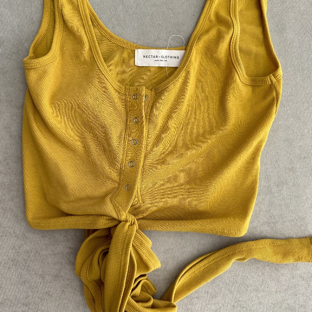 Yellow cropped top with tie around